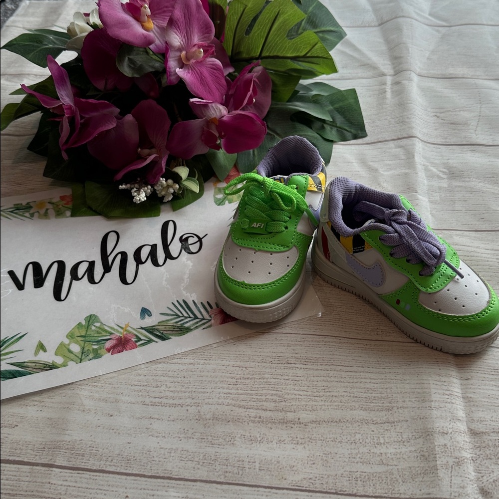 Buzz Lightyear Air Force 1 Green and White Baby Sneakers